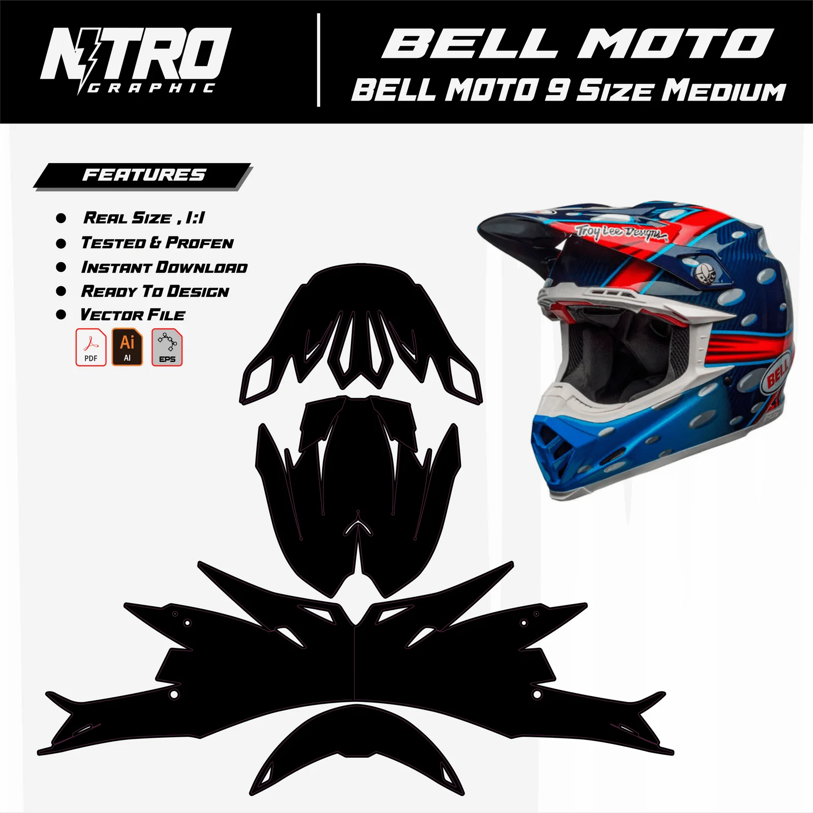 TEMPLATE HELMET BELL MOTO 9 Size Medium
